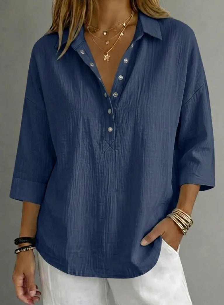 Women's Casual Henley 3/4-Sleeve Shirt