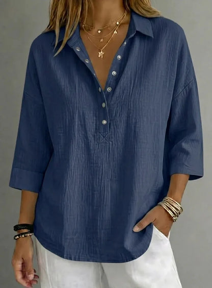 Women's Casual Henley 3/4-Sleeve Shirt