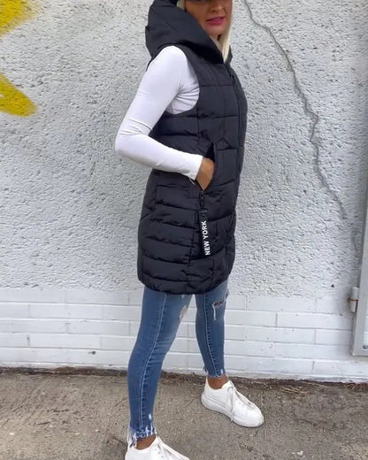 Women's Hooded Quilted Zip-Front Vest