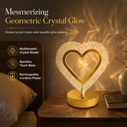 Heart-Shaped Faceted Crystal Table Lamp
