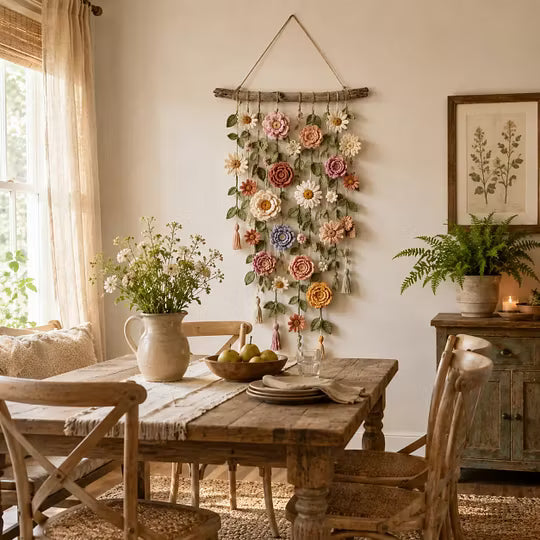 Crochet Floral Wall Hanging Decor