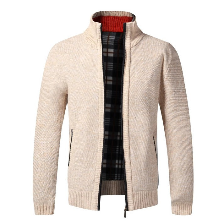 Men's Textured Knit Zip Cardigan