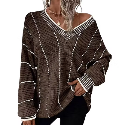 Women's Striped V-Neck Sweater