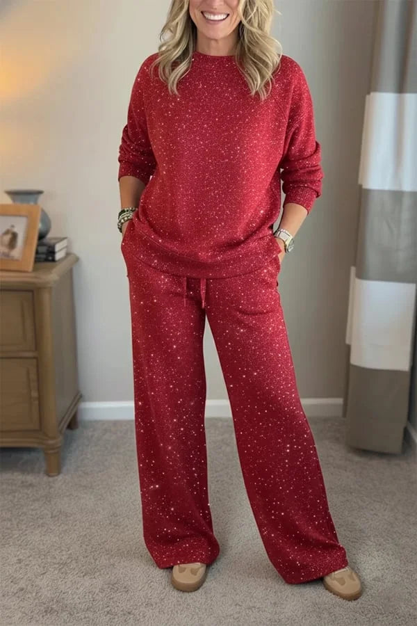 Women’s Shimmer Jersey Wide-Leg Lounge Set
