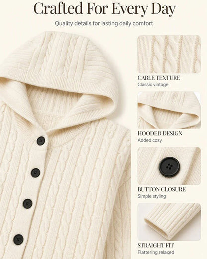 Women's Hooded Button-Front Cardigan