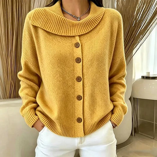 Women's Button-Front Shawl-Collar Cardigan