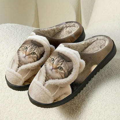 Women's Cat Print Slip-On Slippers