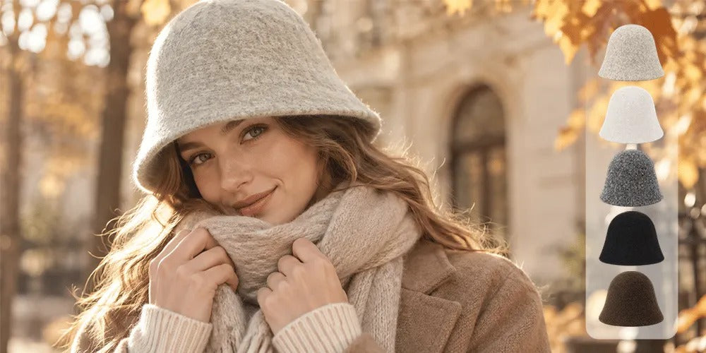 Women's Textured Bucket Hat with Rounded Crown
