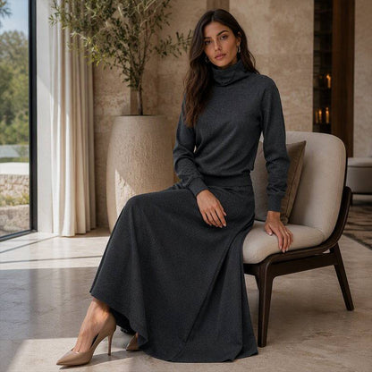 Women's High-Neck Top and Skirt Set