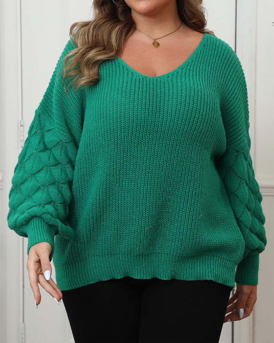 Women's V-Neck Textured Sweater