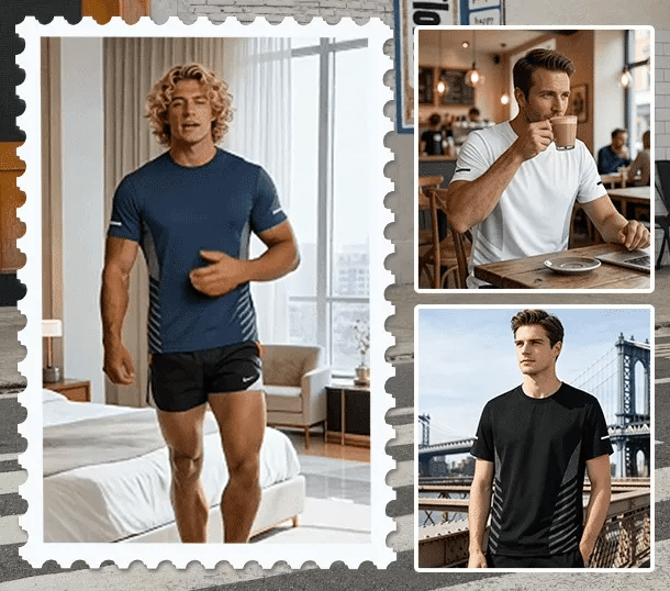 Men's Athletic T-Shirt with Geometric Side Details