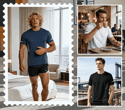 Men's Athletic T-Shirt with Geometric Side Details