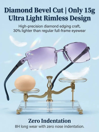 Rimless Reading Glasses with Rectangular Frames