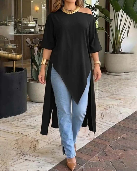 Women's Asymmetrical One-Shoulder Tunic Top