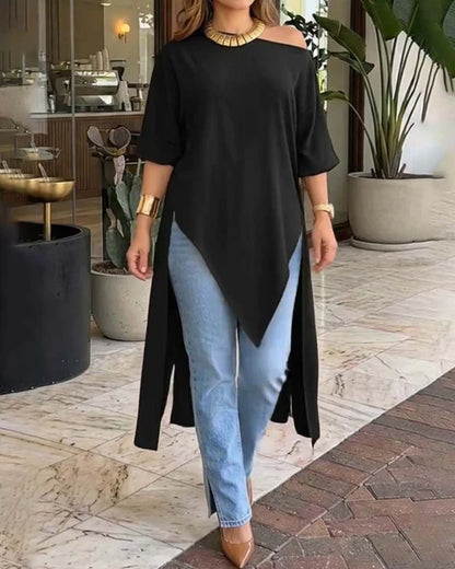 Women's Asymmetrical One-Shoulder Tunic Top