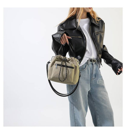 Women’s Lightweight Nylon Drawstring Bucket Bag