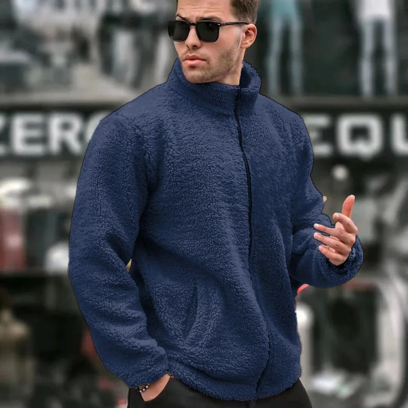 Men's Textured Fleece Zip-Up Jacket