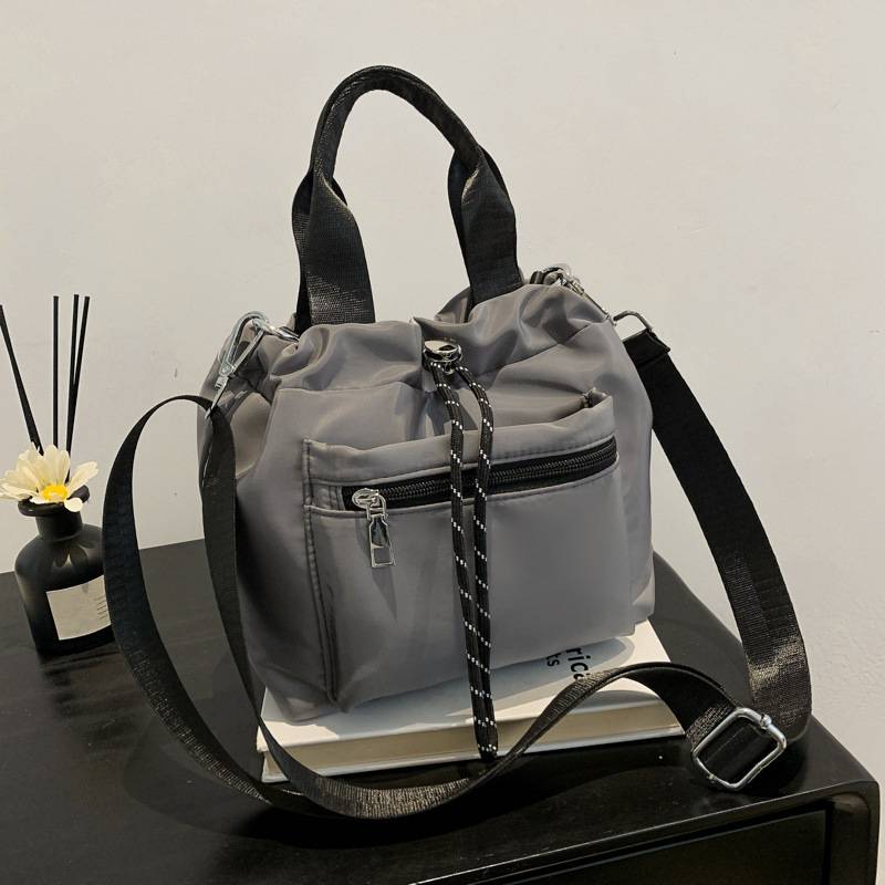 Women’s Lightweight Nylon Drawstring Bucket Bag