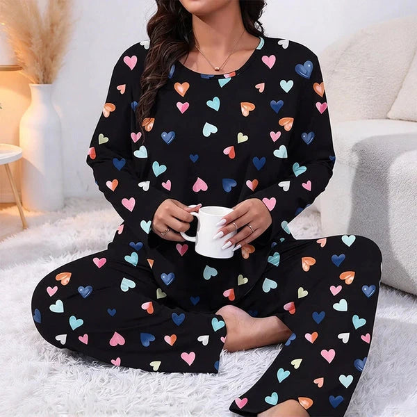 Women's Heart Print Pajama Set