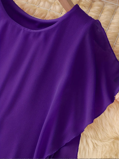 Women's Sleeveless Asymmetrical Layered Midi Dress