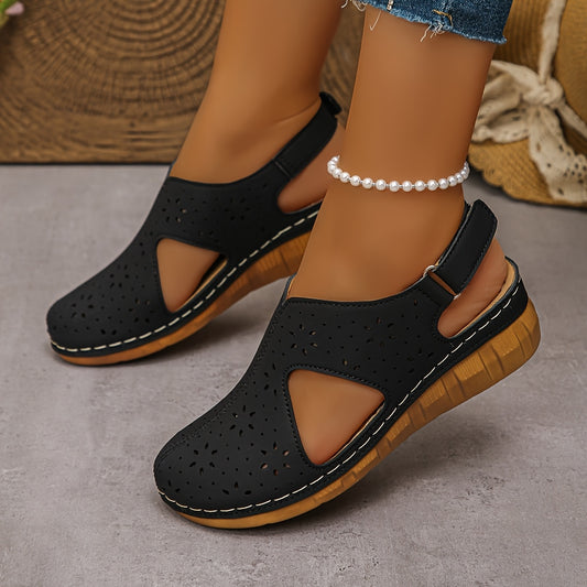 Breathable Cutout Comfort Wedge Sandals