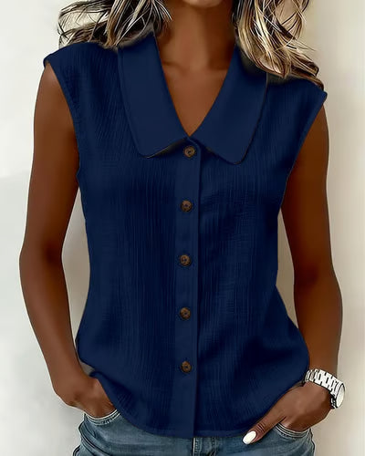 Women's Sleeveless Button-Up Blouse