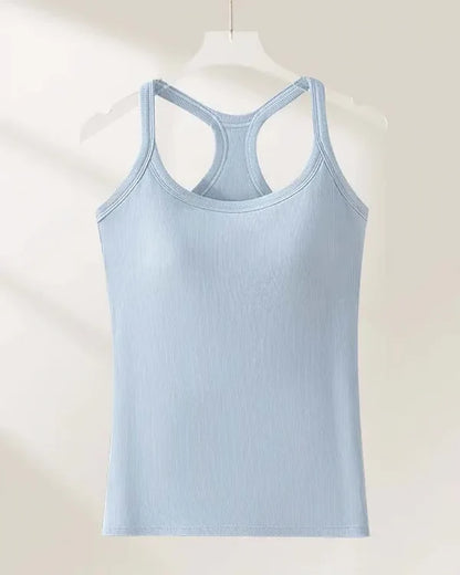 Women’s Ribbed Tank Top with Built-In Bra
