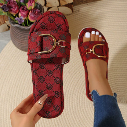 Women's Printed Platform Slide Sandals