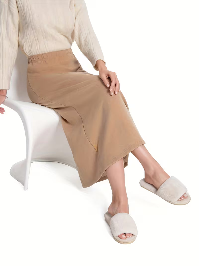 Women’s Warm Fleece Maxi Dress – Cozy Casual Loungewear for Fall & Winter