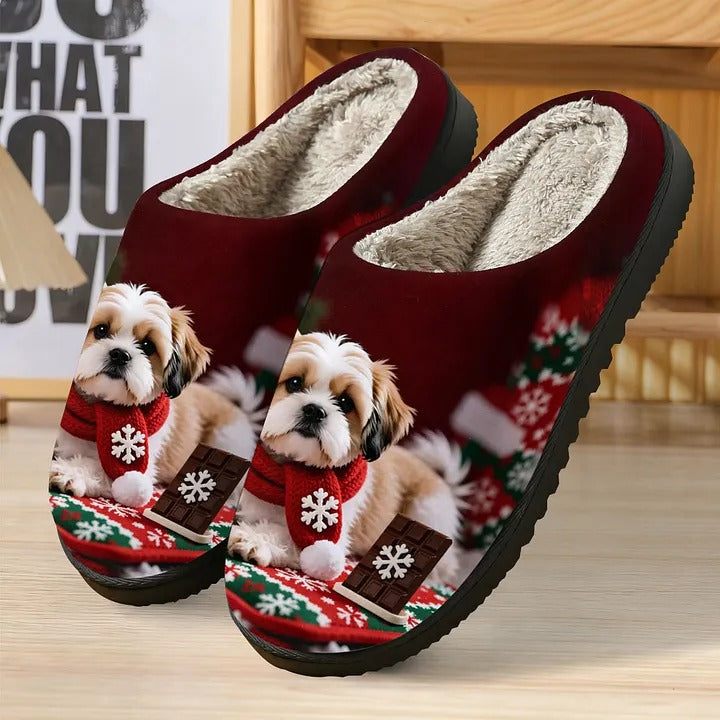 Women's Dog Print Slip-On Slippers