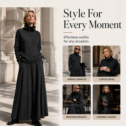Women's High-Neck Top and Skirt Set