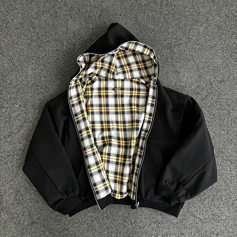 Unisex Reversible Plaid Hoodie