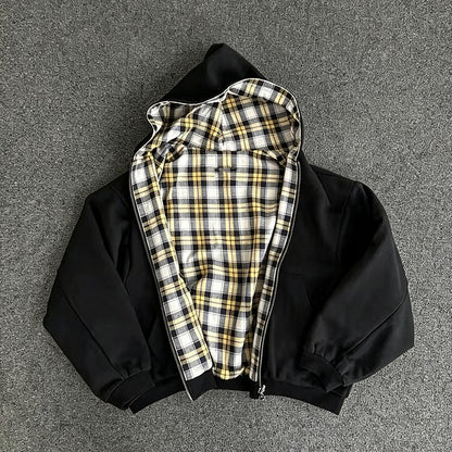 Unisex Reversible Plaid Hoodie