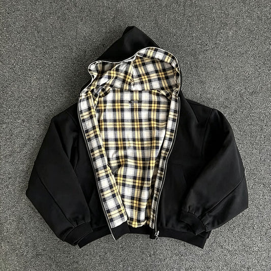 Unisex Reversible Plaid Hoodie