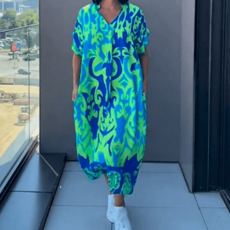 Women's Floral Print Button Front Maxi Dress