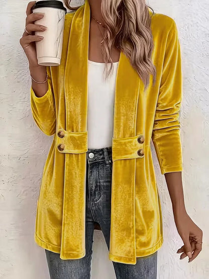 Women’s Double-Breasted Velvet-Look Cardigan