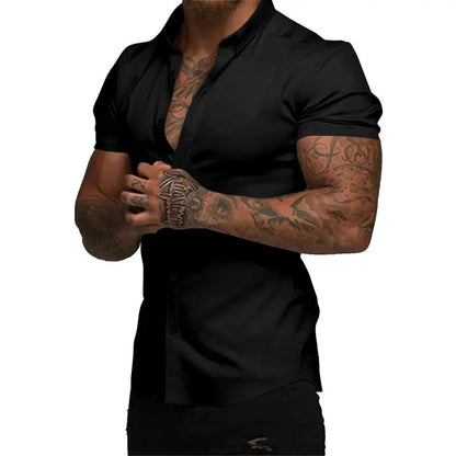 Men's Slim-Fit Short Sleeve Button-Up Shirt