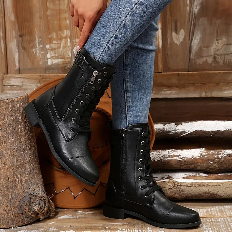 Women's Lace-Up Side-Zip Boots