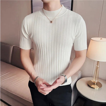 Men’s Ribbed Mock Neck Knit Tee