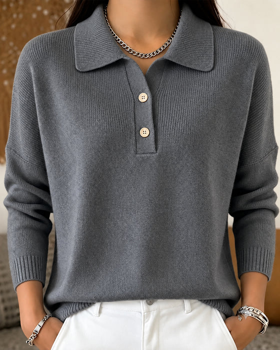 Women's Collared Button Placket Pullover