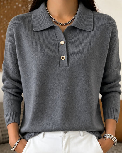 Women's Collared Button Placket Pullover