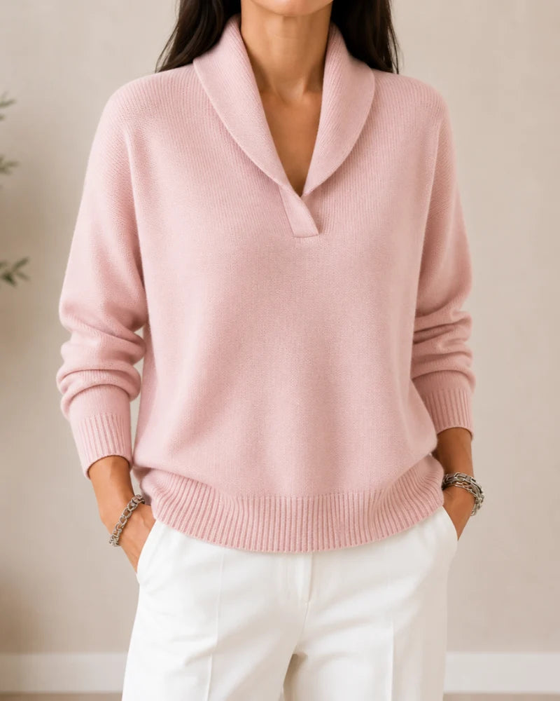 Women's V-Neck Collared Sweater