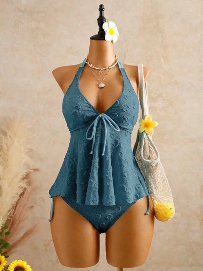 Women’s Halter Peplum Tankini Set