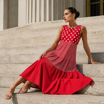 Women’s Polka Dot and Check Patchwork Dress