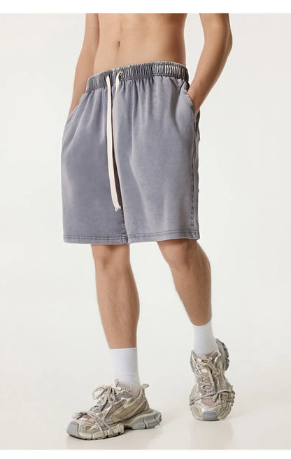Men's Acid Wash Drawstring Shorts