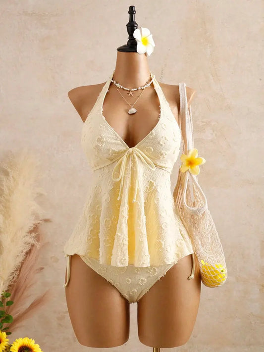 Women’s Halter Peplum Tankini Set