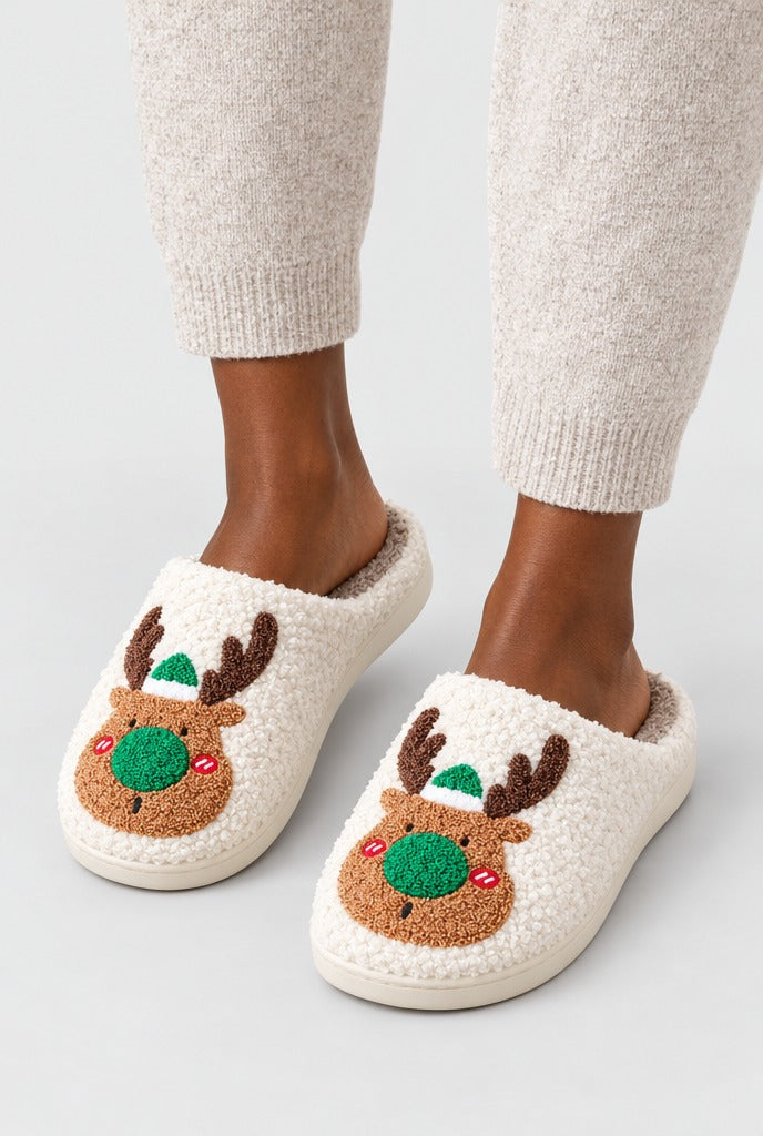 Unisex Reindeer Character House Slippers