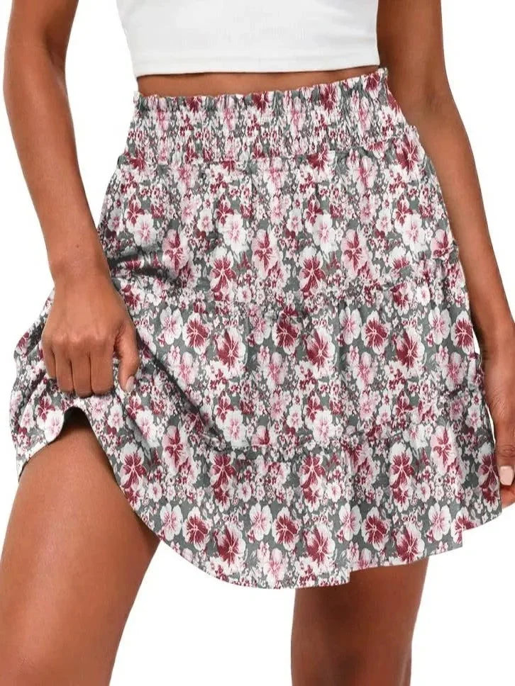 Women's Tiered Ruffle Skort with Built-In Shorts