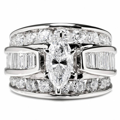 Women's Marquise Center Stone Wide Band Ring