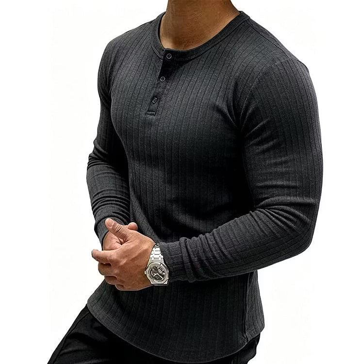 Men's Ribbed Henley Shirt